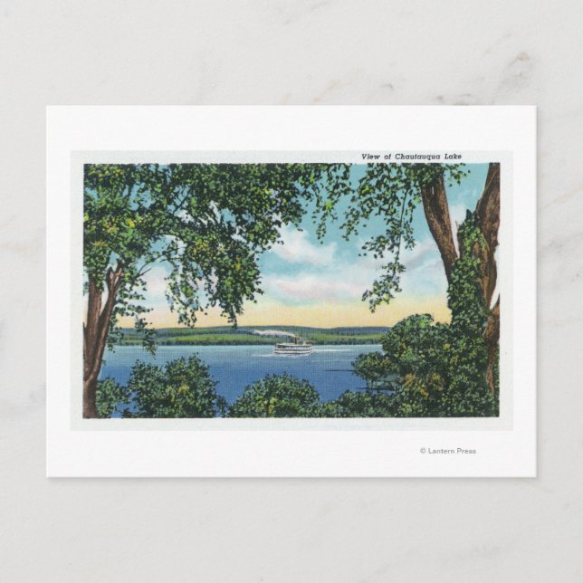 Aussicht auf ein Dampfschiff am See Postkarte (Vorderseite)