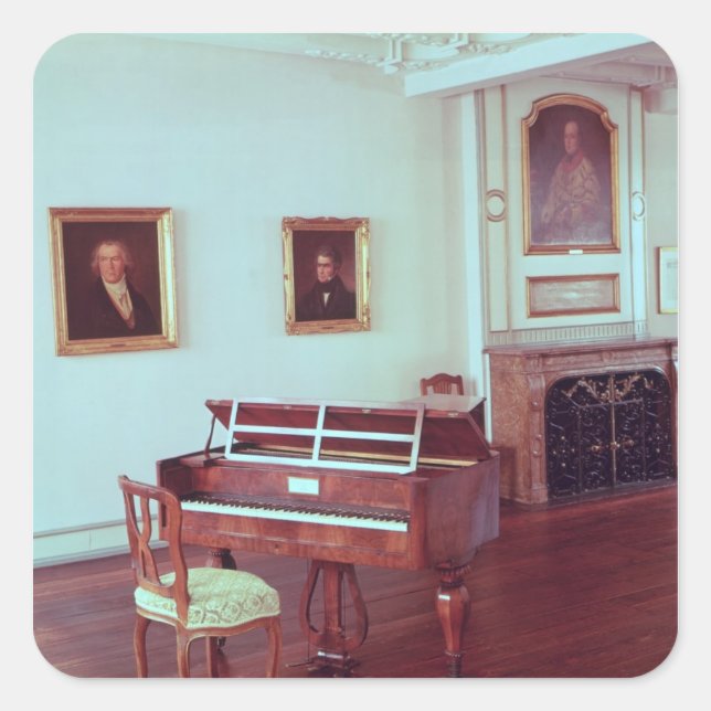 Aussicht auf ein Zimmer mit Flügel Quadratischer Aufkleber (Vorderseite)