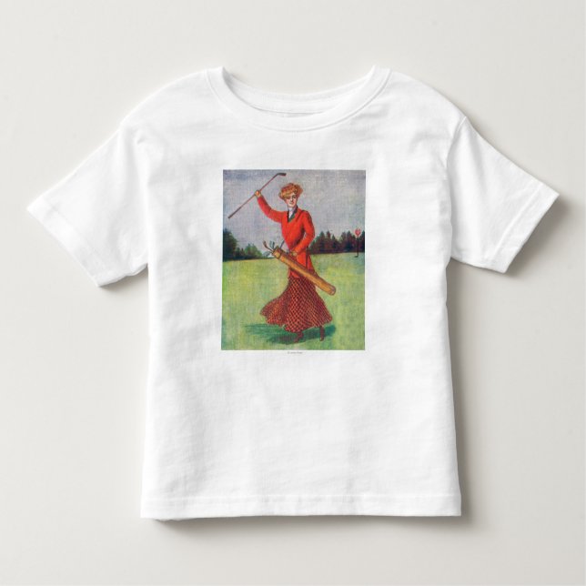 Aussicht auf eine Frau im Roten Golfing Kleinkind T-shirt (Vorderseite)