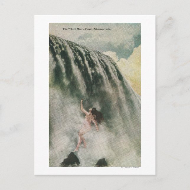 Aussicht auf eine Frau in den Wasserfällen Postkarte (Vorderseite)