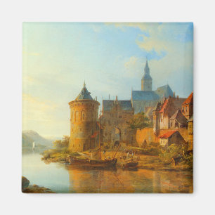 Aussicht auf eine holländische Stadt am Rhein Magnet