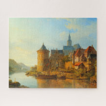Aussicht auf eine holländische Stadt am Rhein