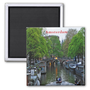 Aussicht auf einen der Amsterdamer Kanäle. Magnet
