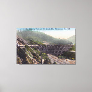 Aussicht auf einen Logging-Zug über die Elk-Creek- Leinwanddruck