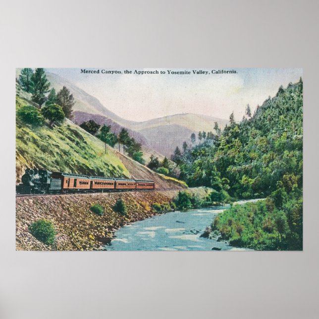 Aussicht auf einen Zug zum Yosemite Valley Poster (Vorne)