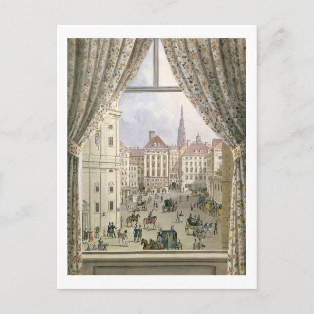 Aussicht auf Freyung, Wien, 1825 (gouache auf Pape Postkarte (Vorderseite)