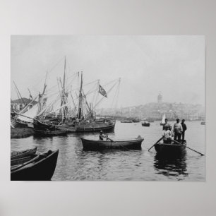 Aussicht auf Galata in Istanbul vom Hafen von Sirk Poster
