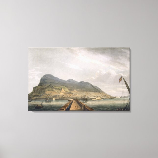 Aussicht auf Gibraltar, graviert von Thomas Suther Leinwanddruck (Vorderseite)