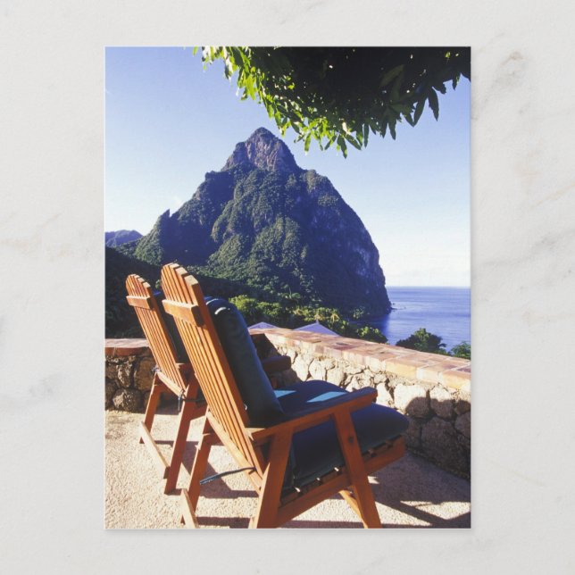 Aussicht auf Gros Piton aus dem Anwesen Stonefield Postkarte (Vorderseite)