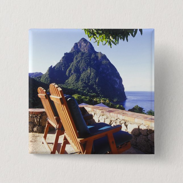 Aussicht auf Gros Piton vom Stonefield Anwesen Vil Button (Vorderseite)