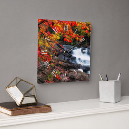 Aussicht auf Herbst und Herbst Quadratische Wanduhr