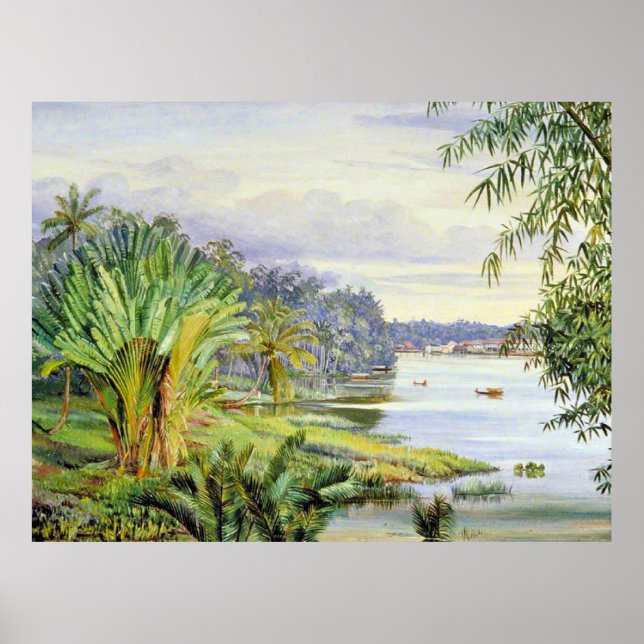 Aussicht auf Kuchine und Fluss, Sarawak, Borneo Poster (Vorne)