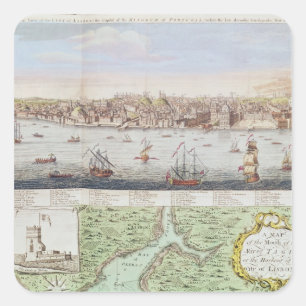 Aussicht auf Lissabon, 1755 Quadratischer Aufkleber