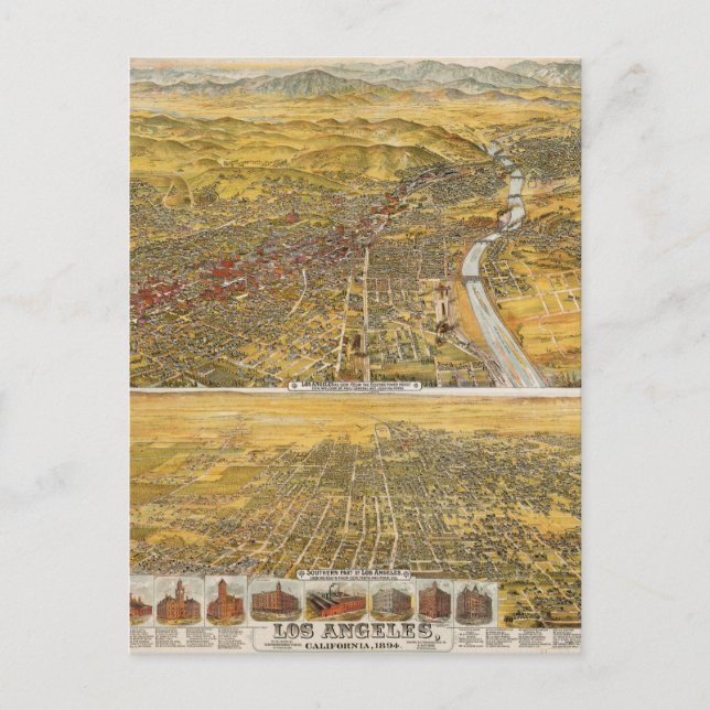 Aussicht auf Los Angeles, 1894 Postkarte (Vorderseite)