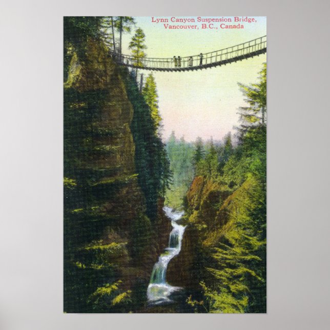 Aussicht auf Lynn Canyon Hängebrücke Poster (Vorne)