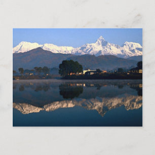 Aussicht auf Macchapuchach über Pokhara-See, Pokha Postkarte