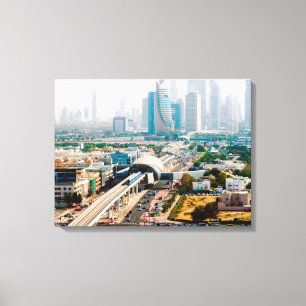 Aussicht auf Metrolinie und Wolkenkratzer Leinwanddruck