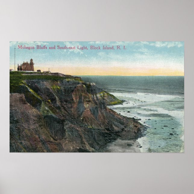 Aussicht auf Mohegan Bluffs und Südosten Poster (Vorne)