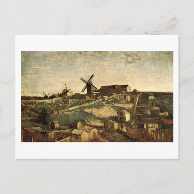 Aussicht auf Montmartre & Windmills Van Gogh Kunst Postkarte (Vorderseite)
