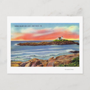 Aussicht auf Nubble Island und das Leuchtturm Postkarte