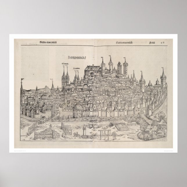 Aussicht auf Nürnberg von Nürnberg Chronicle (1458 Poster (Vorne)