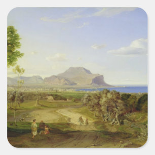 Aussicht auf Palermo, 1828 Quadratischer Aufkleber