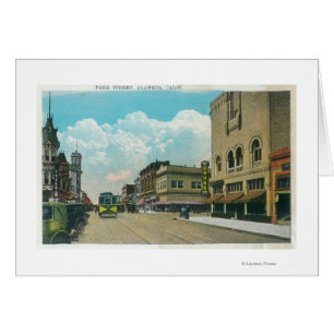 Aussicht auf Park Street, Street CarAlameda, CA