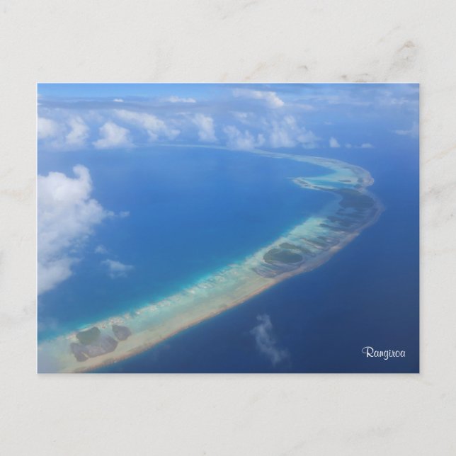Aussicht auf Rangiroa aus dem Flugzeug Postkarte (Vorderseite)