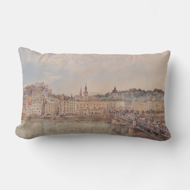 Aussicht auf Salzburg (von Rudolf von Alt) Lendenkissen (Vorderseite)