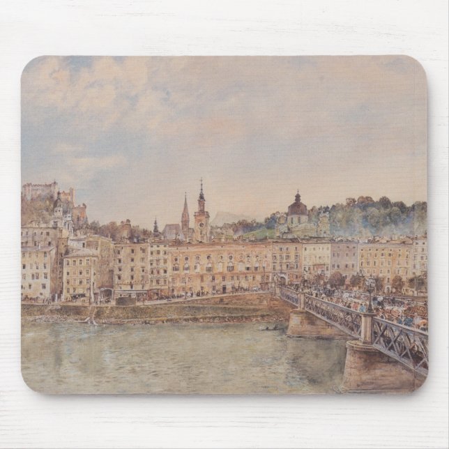 Aussicht auf Salzburg (von Rudolf von Alt) Mousepad (Vorne)