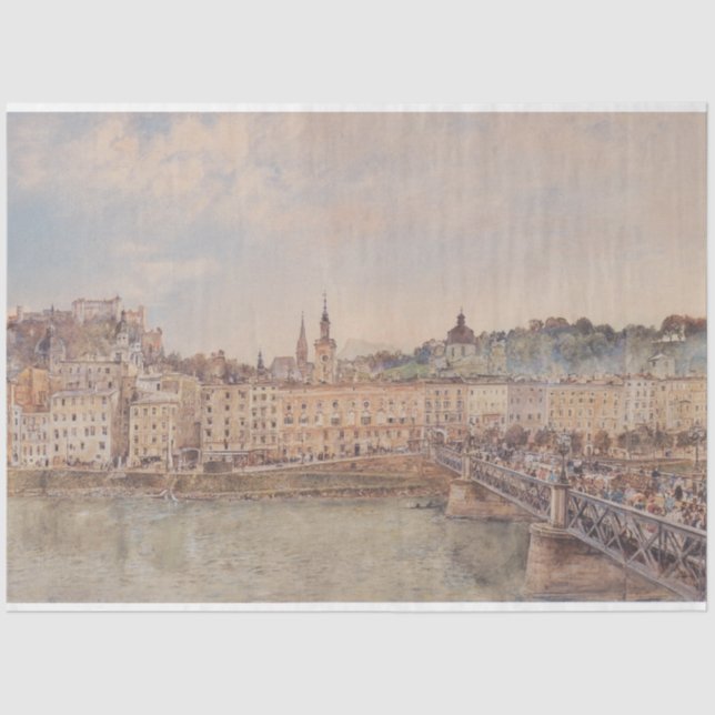 Aussicht auf Salzburg (von Rudolf von Alt) Seidenpapier (Vorderseite)