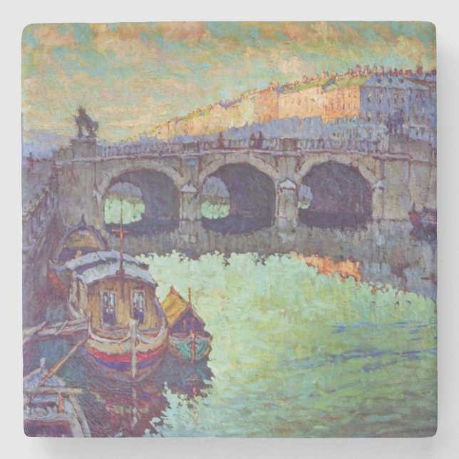 Aussicht auf Sankt Petersburg (Russische Stadt) Steinuntersetzer (Vorderseite)