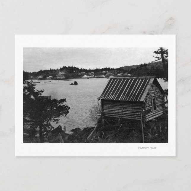 Aussicht auf Seldovia, Alaska aus dem Wasser Postkarte (Vorderseite)