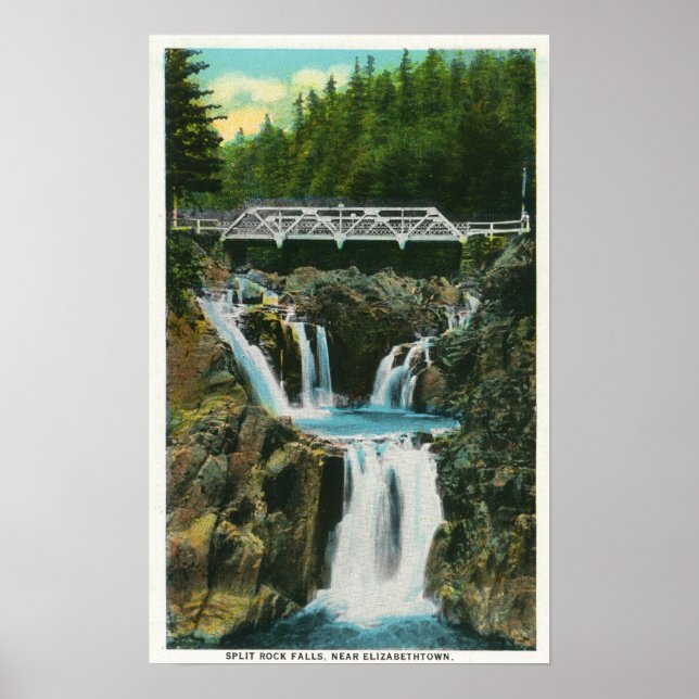 Aussicht auf Split Rock Falls und Bridge Poster (Vorne)