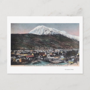 Aussicht auf Stadt und Berg DeweySkagway, AK Postkarte