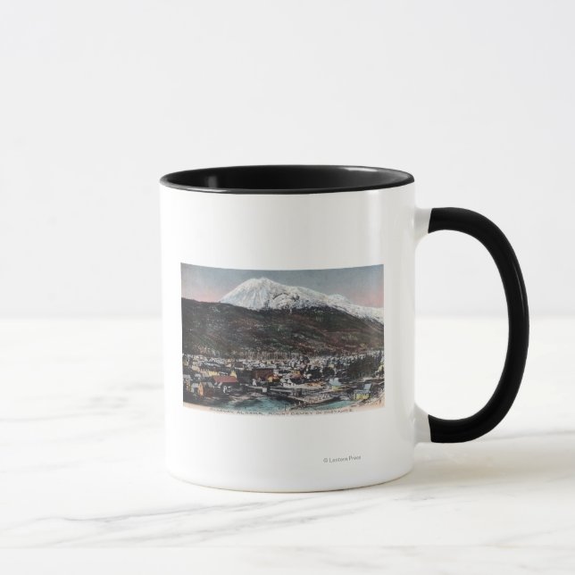 Aussicht auf Stadt und Berg DeweySkagway, AK Tasse (Rechts)