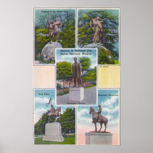 Aussicht auf Statuen in Portland City Parks Poster (Vorne)
