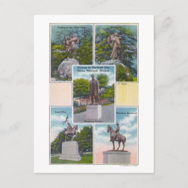 Aussicht auf Statuen in Portland City Parks Postkarte (Vorderseite)