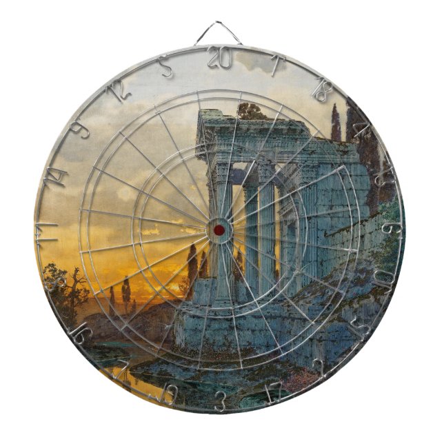 Aussicht auf Süditalien mit antiken römischen Ruin Dartscheibe (vorne)