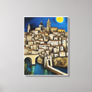 Aussicht auf Toledo - Surreal Cityscape Malerei Leinwanddruck