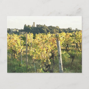 Aussicht auf Toskana Stadt und Chianti Weinberg Postkarte