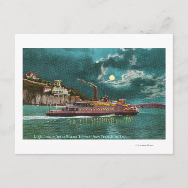 Aussicht auf Yerba Buena Insel Leuchtturm bei Nach Postkarte (Vorderseite)