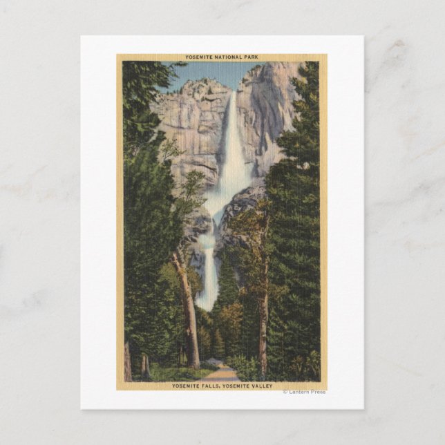 Aussicht auf Yosemite Falls & Valley Postkarte (Vorderseite)