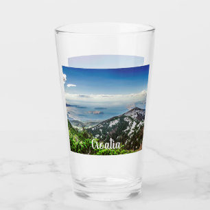 Aussicht aufs Meer aus den Bergen Glas