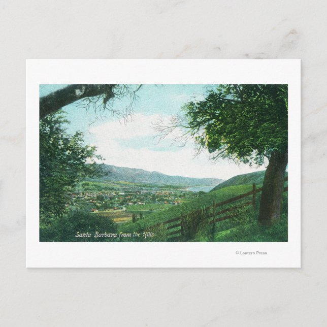 Aussicht aus der Luft von den Hügeln auf die Stadt Postkarte (Vorderseite)