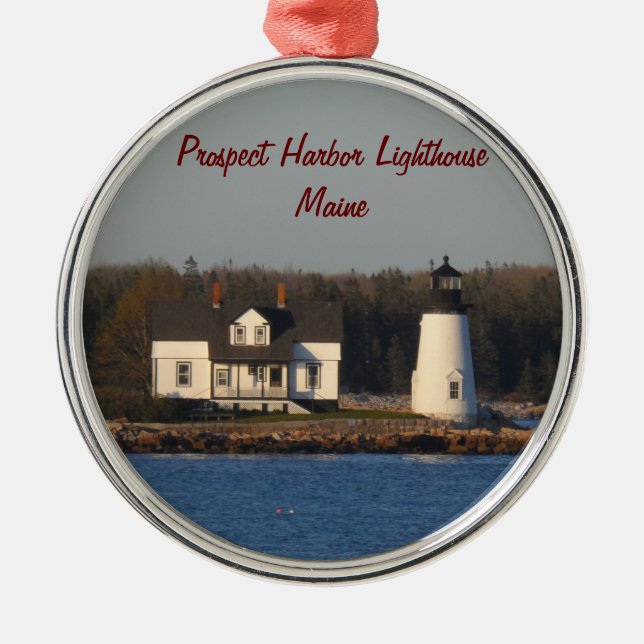 Aussicht-Hafen-Leuchtturm Maine Ornament Aus Metall (Vorne)