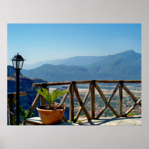 Aussicht vom Balkon in Meteora Griechenland Poster