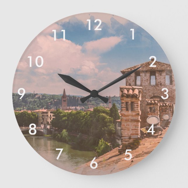 Aussicht vom Dach in Verona Große Wanduhr (Vorderseite)