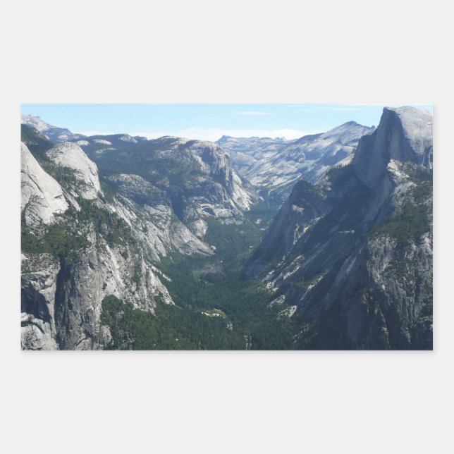 Aussicht vom Glacier Point auf den Yosemite Nation Rechteckiger Aufkleber (Vorderseite)
