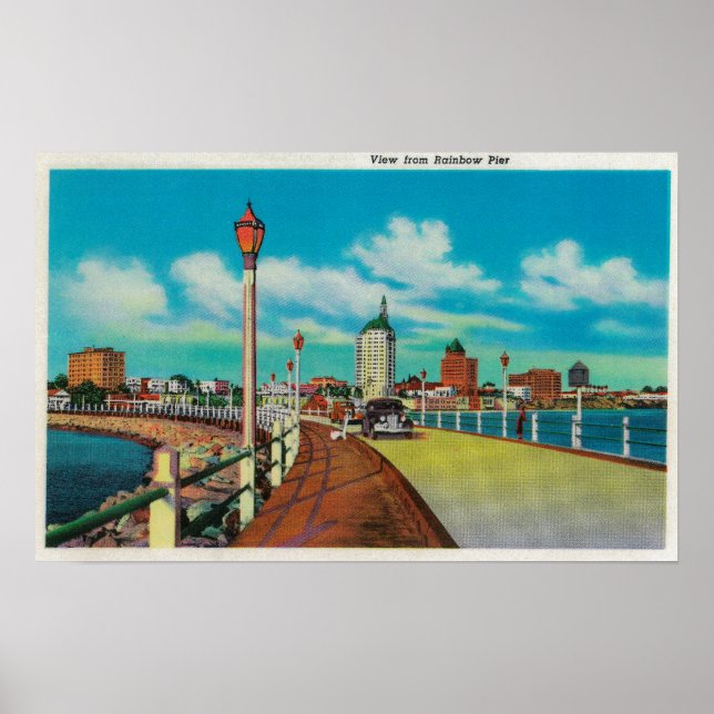 Aussicht vom Regenbogen-Pier, langer Strand Poster (Vorne)